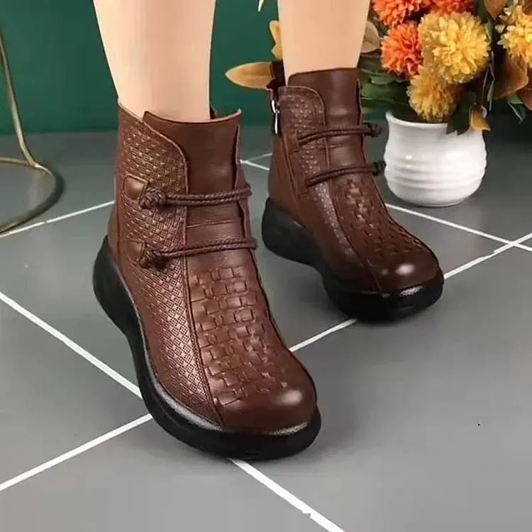 [100% piel de vacuno] Botas cortas de moda