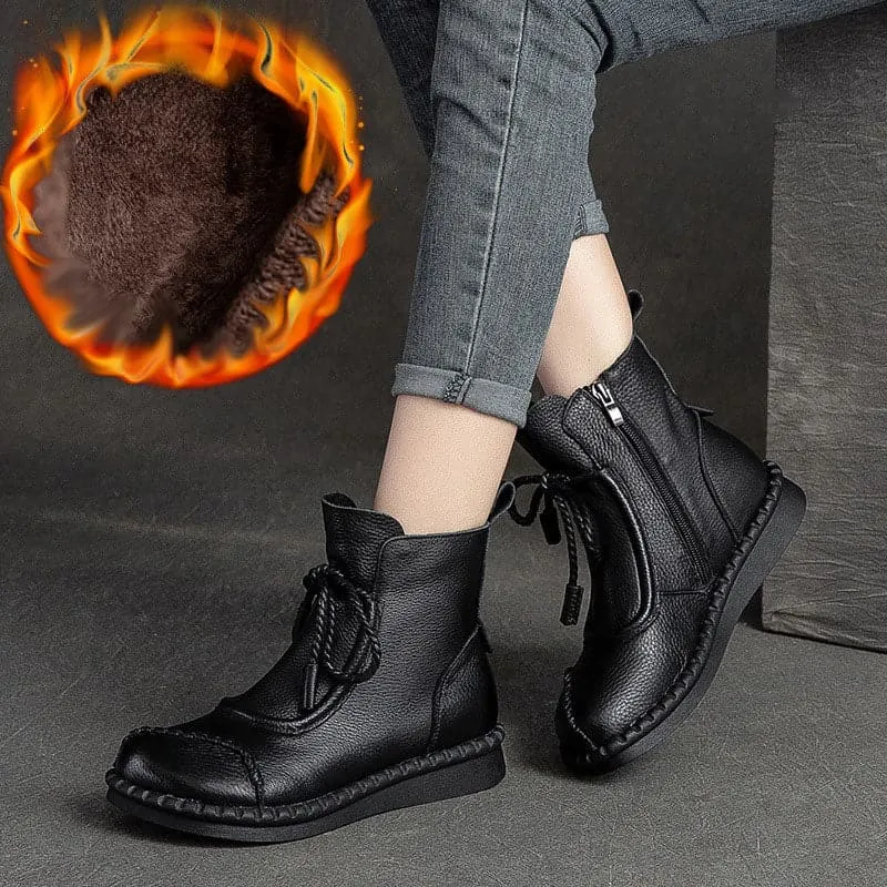 [100% piel de vacuno]Botas retro de piel suave