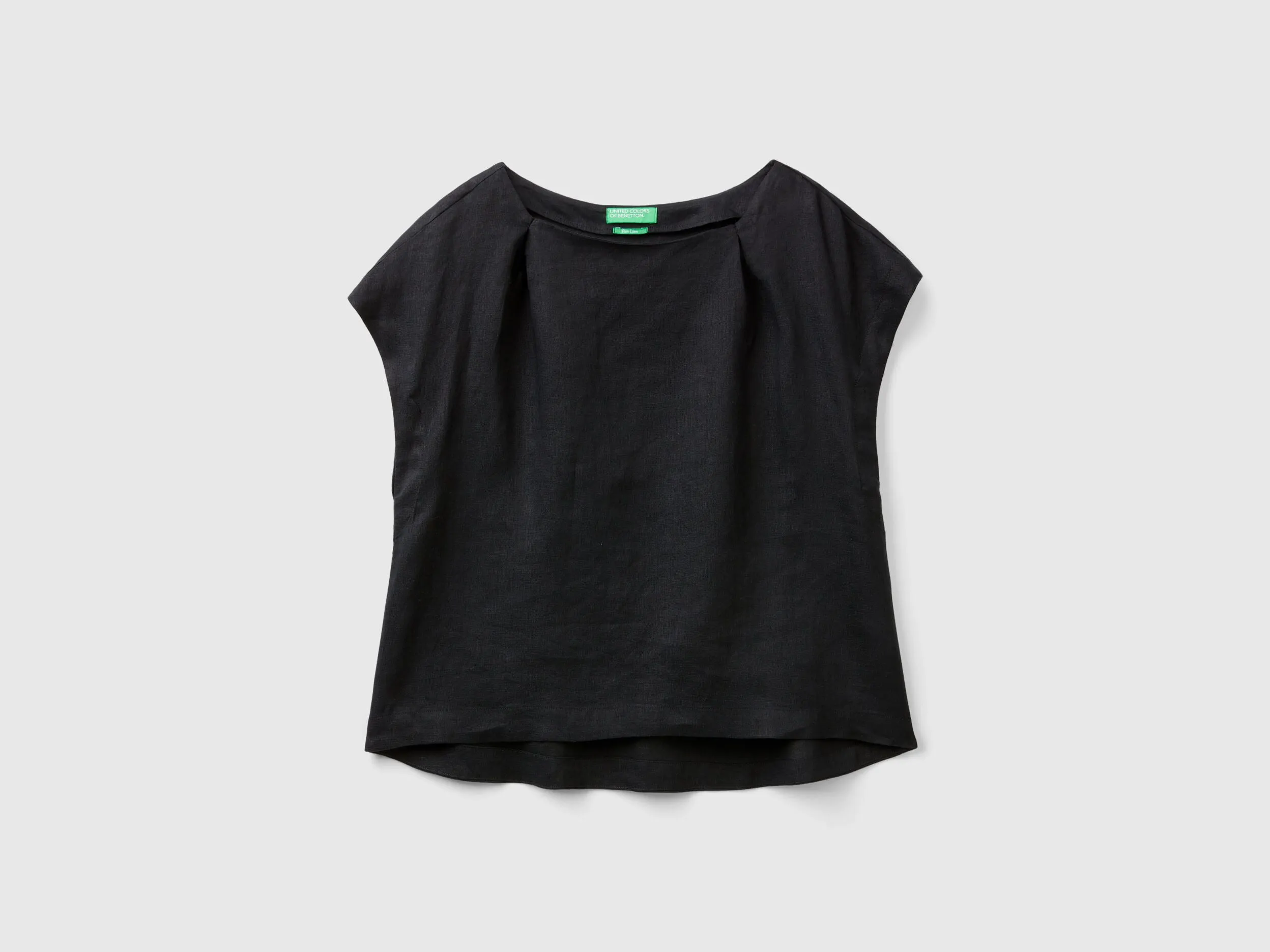 Blusa de lino puro con cuello cuadrado