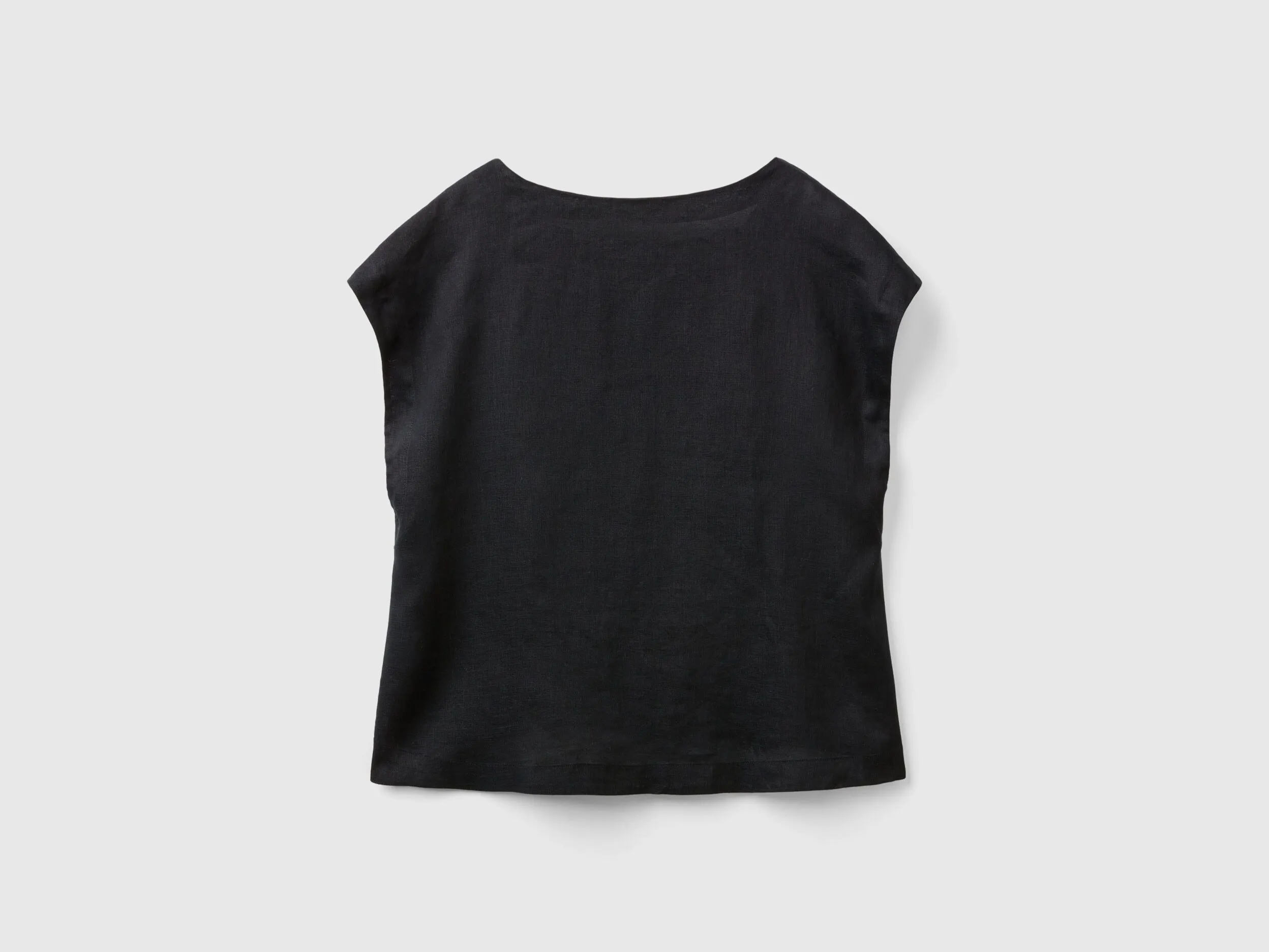 Blusa de lino puro con cuello cuadrado