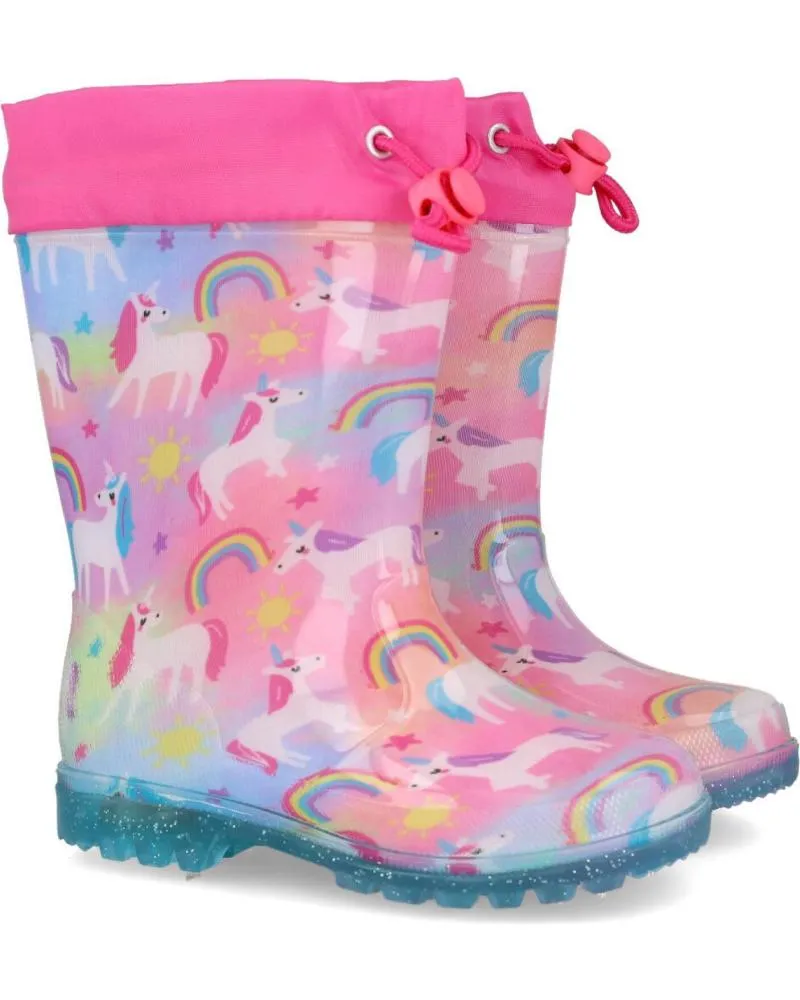 Botas de agua BUBBLE BOBBLE  de Niña BUBBLE KIDS C1193-L BOTAS DE AGUA CON LUCES PARA NINA  ROSA