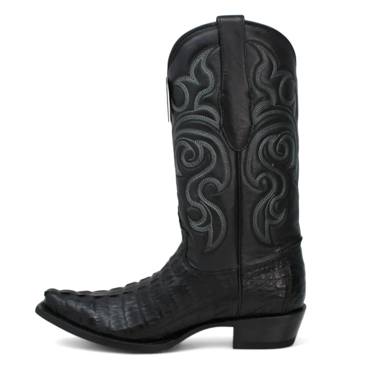 Botas de Cocodrilo Caiman Cola Punta Recortada Negras