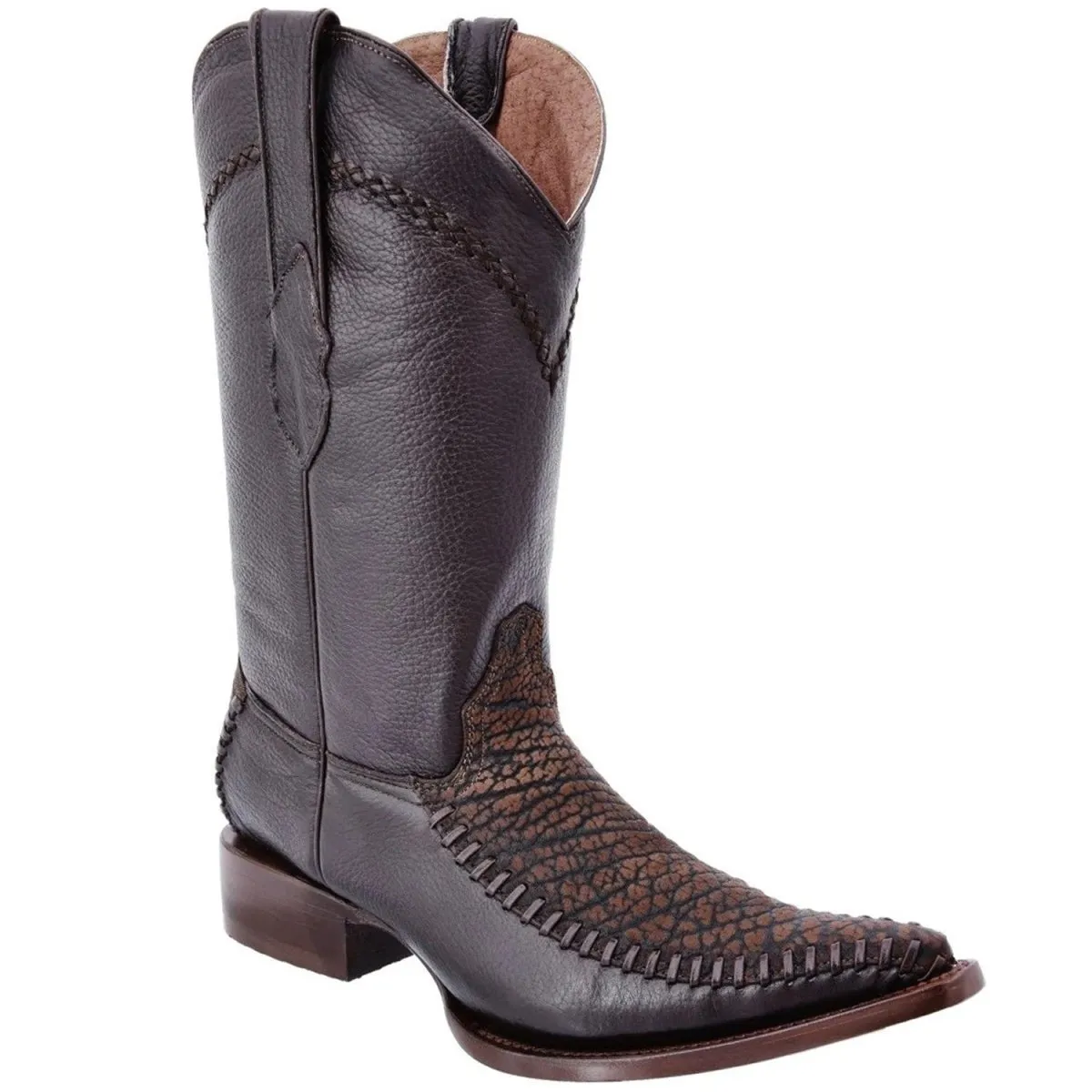 Botas de Cuello de Toro Original Tejida Horma 3X Aladino Color Cafe WD-088