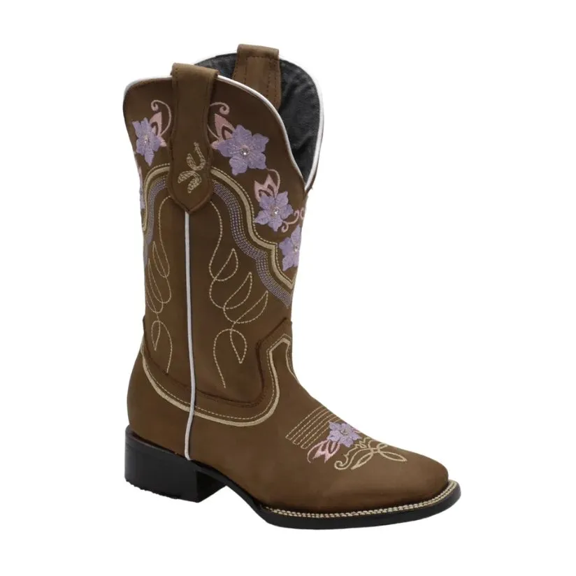 Botas de Cuero Horma Rodeo para Mujer Color Cafe JB-JAZMIN