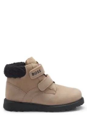 Botas de piel para niños con cuello de piel de cordero sintética