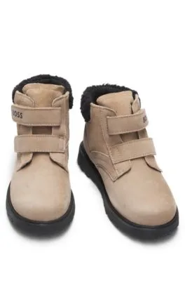 Botas de piel para niños con cuello de piel de cordero sintética