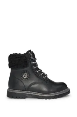 Botas de piel para niños con monograma Double B