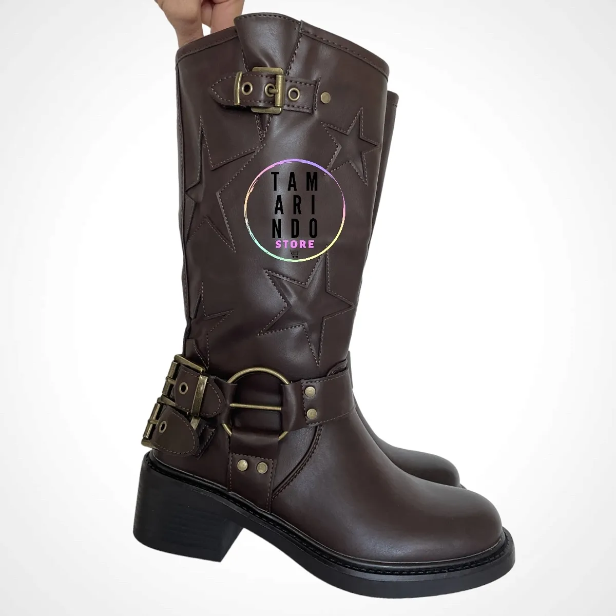 BOTAS LARGAS MARRON K33 ESTRELLAS