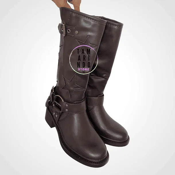 BOTAS LARGAS MARRON K33 ESTRELLAS