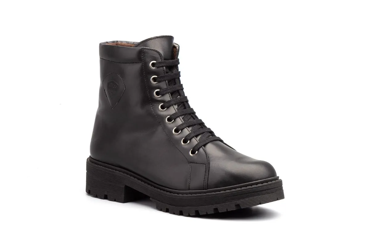 Botas Mujer Piel Cordones Negro