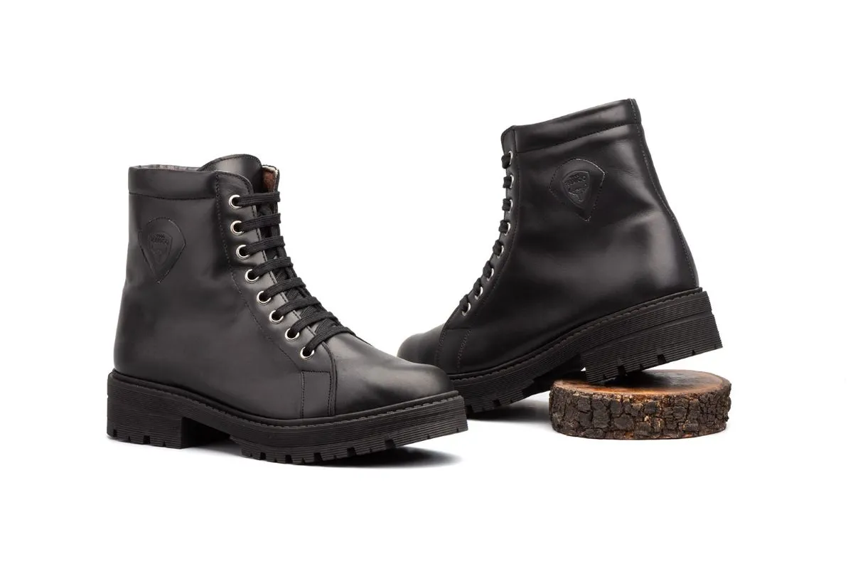 Botas Mujer Piel Cordones Negro