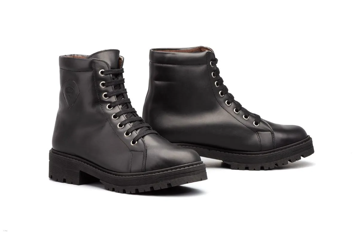 Botas Mujer Piel Cordones Negro