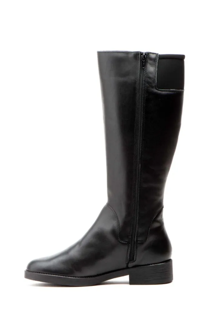 Botas Mujer Piel Negro Elásticos