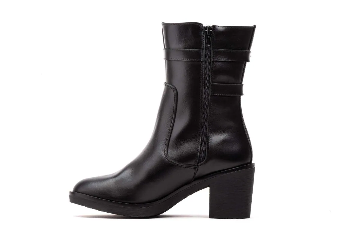 Botas Mujer Piel Negro Hebillas