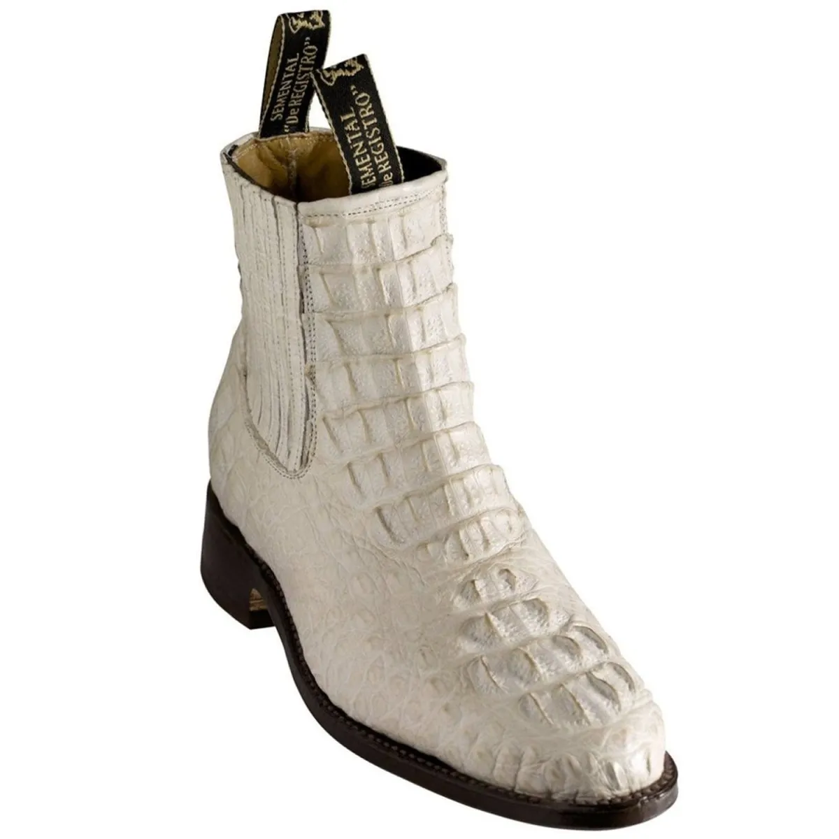 Botines Charros de Cocodrilo Caiman Original Color Hueso