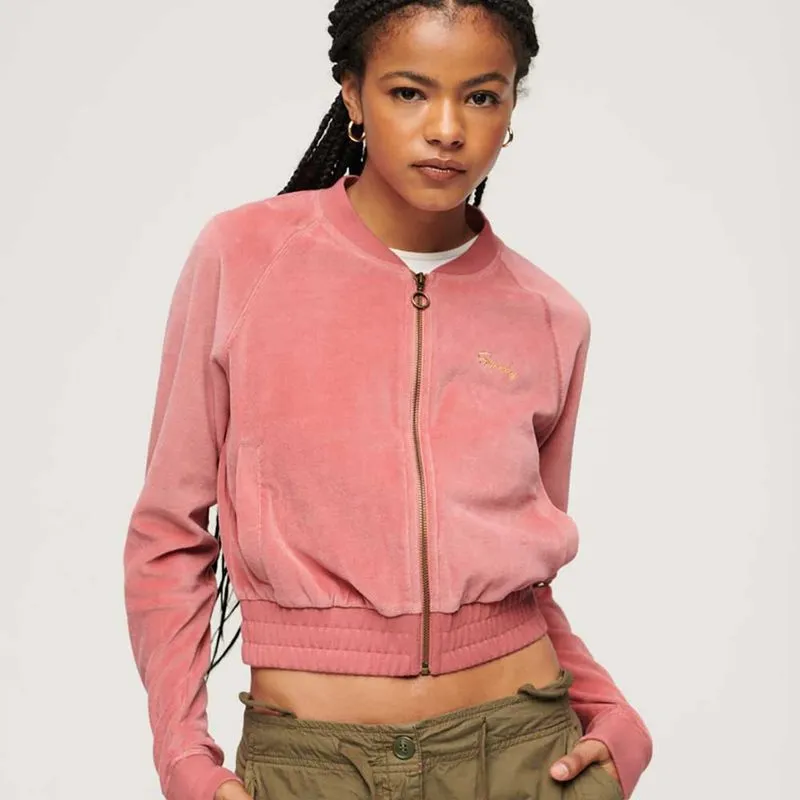 Buzo Abierto Para Mujer Velour Baseball Superdry