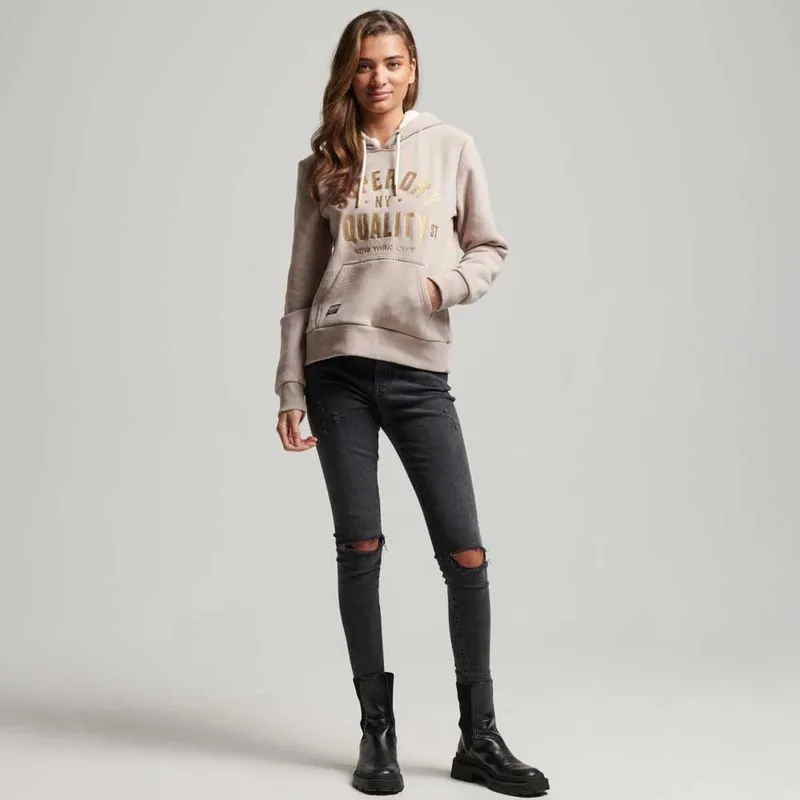 Buzo Cerrado Para Mujer Luxe Metallic Logo Superdry