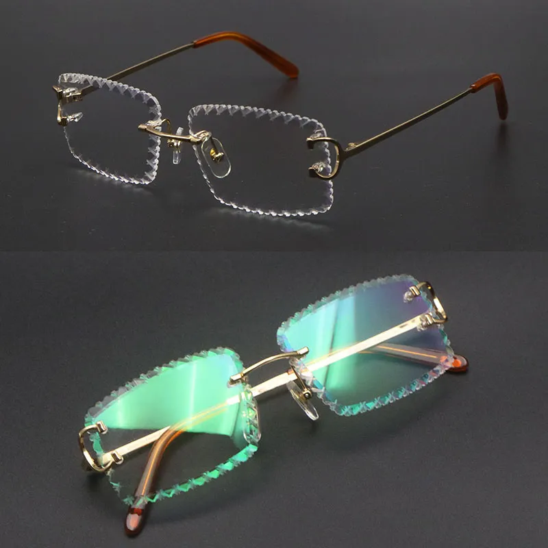 C Anteojos Pequeños y cuadrados Monturas para gafas sin montura Gafas vintage Gafas Desinger Gafas ópticas transparentes de lujo