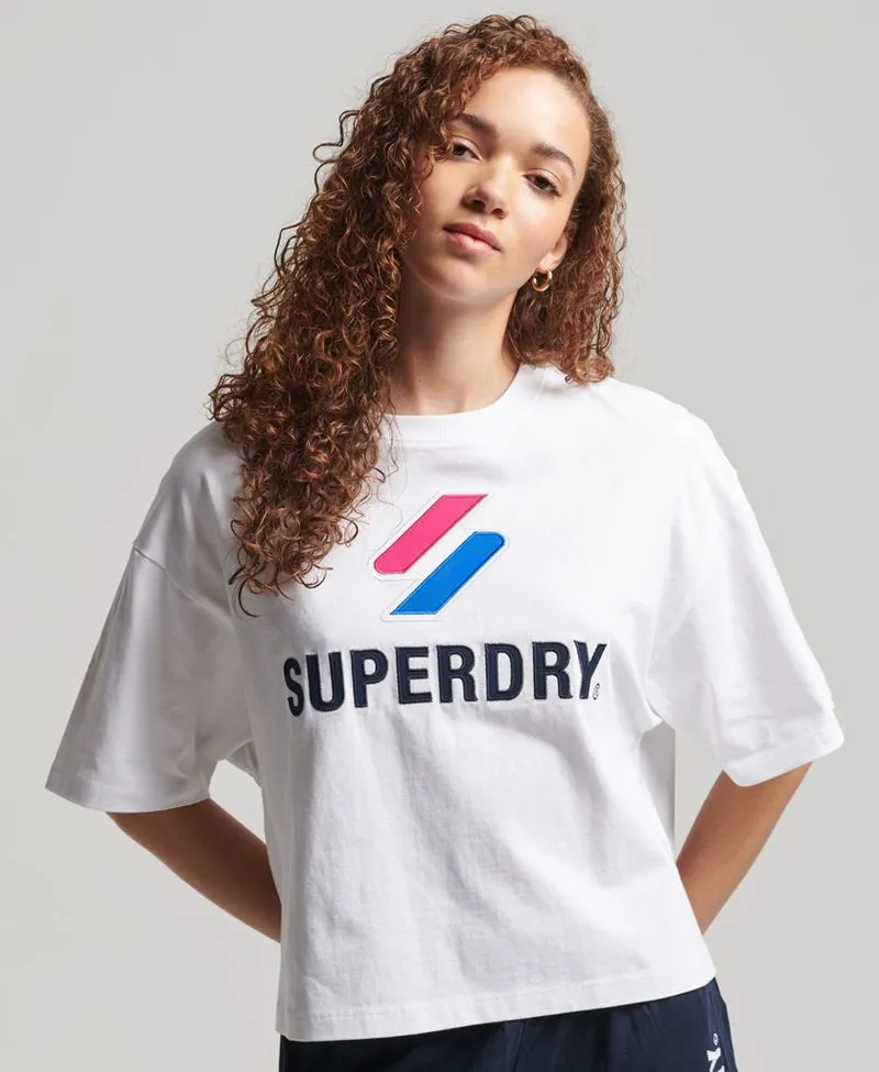 Camiseta Manga Corta Para Mujer Code Sl Stacked Apq Boxy Superdry 48337