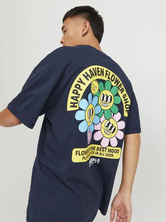 Camiseta oversize estampada azul marino - JORBREAKFAST