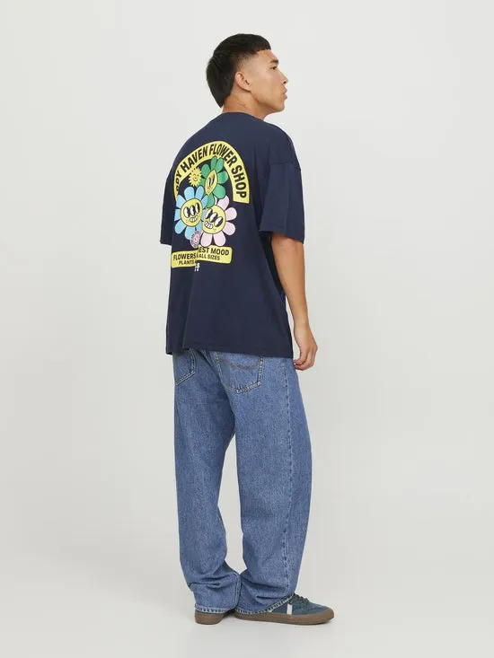 Camiseta oversize estampada azul marino - JORBREAKFAST