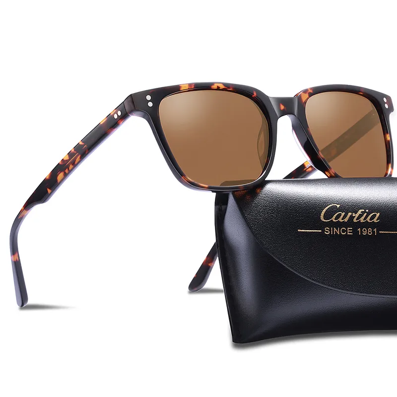 Carfia chic gafas de sol polarizadas retro para mujeres 5354 gafas solares con estuche 100% UV400 Protección de gafas cuadradas 