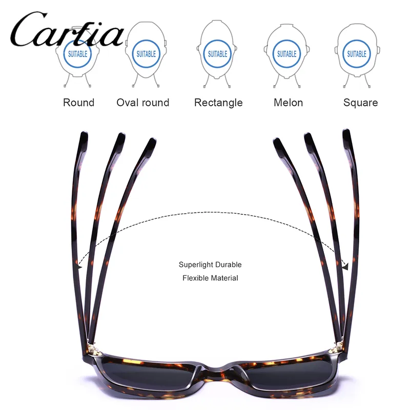 Carfia chic gafas de sol polarizadas retro para mujeres 5354 gafas solares con estuche 100% UV400 Protección de gafas cuadradas 