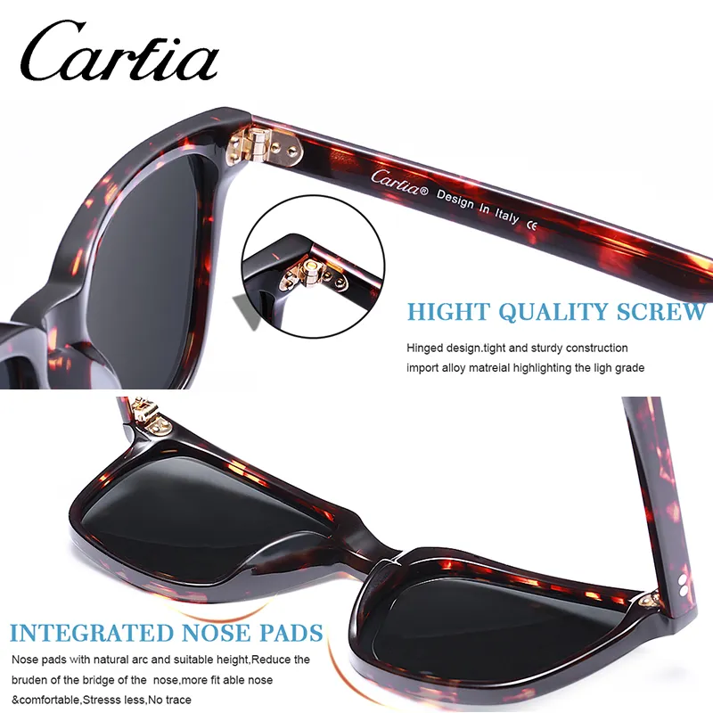 Carfia chic gafas de sol polarizadas retro para mujeres 5354 gafas solares con estuche 100% UV400 Protección de gafas cuadradas 