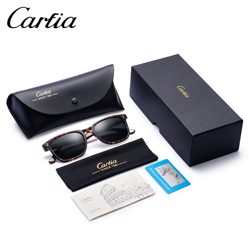 Carfia chic gafas de sol polarizadas retro para mujeres 5354 gafas solares con estuche 100% UV400 Protección de gafas cuadradas 