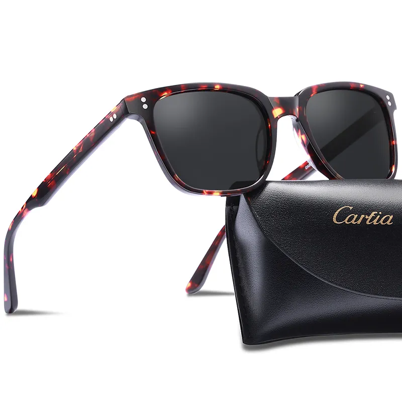 Carfia chic gafas de sol polarizadas retro para mujeres 5354 gafas solares con estuche 100% UV400 Protección de gafas cuadradas 