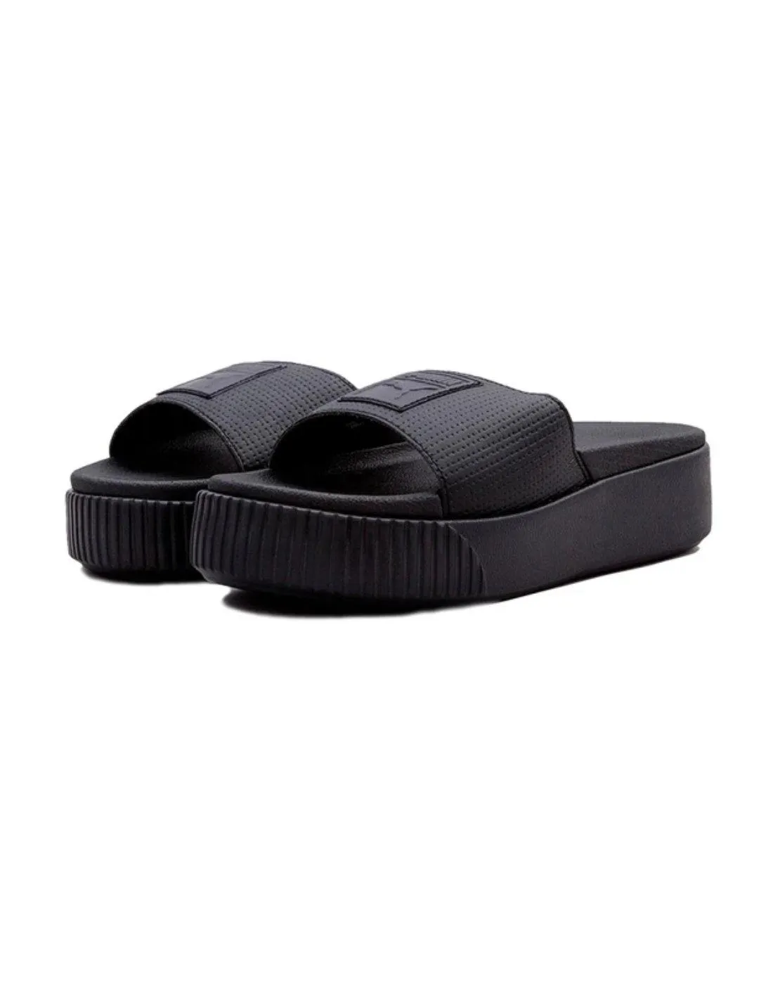 Chanclas Puma Platform negro logotipo para mujer