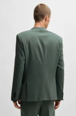 Chaqueta slim fit de popelín de mezcla de lana elástico