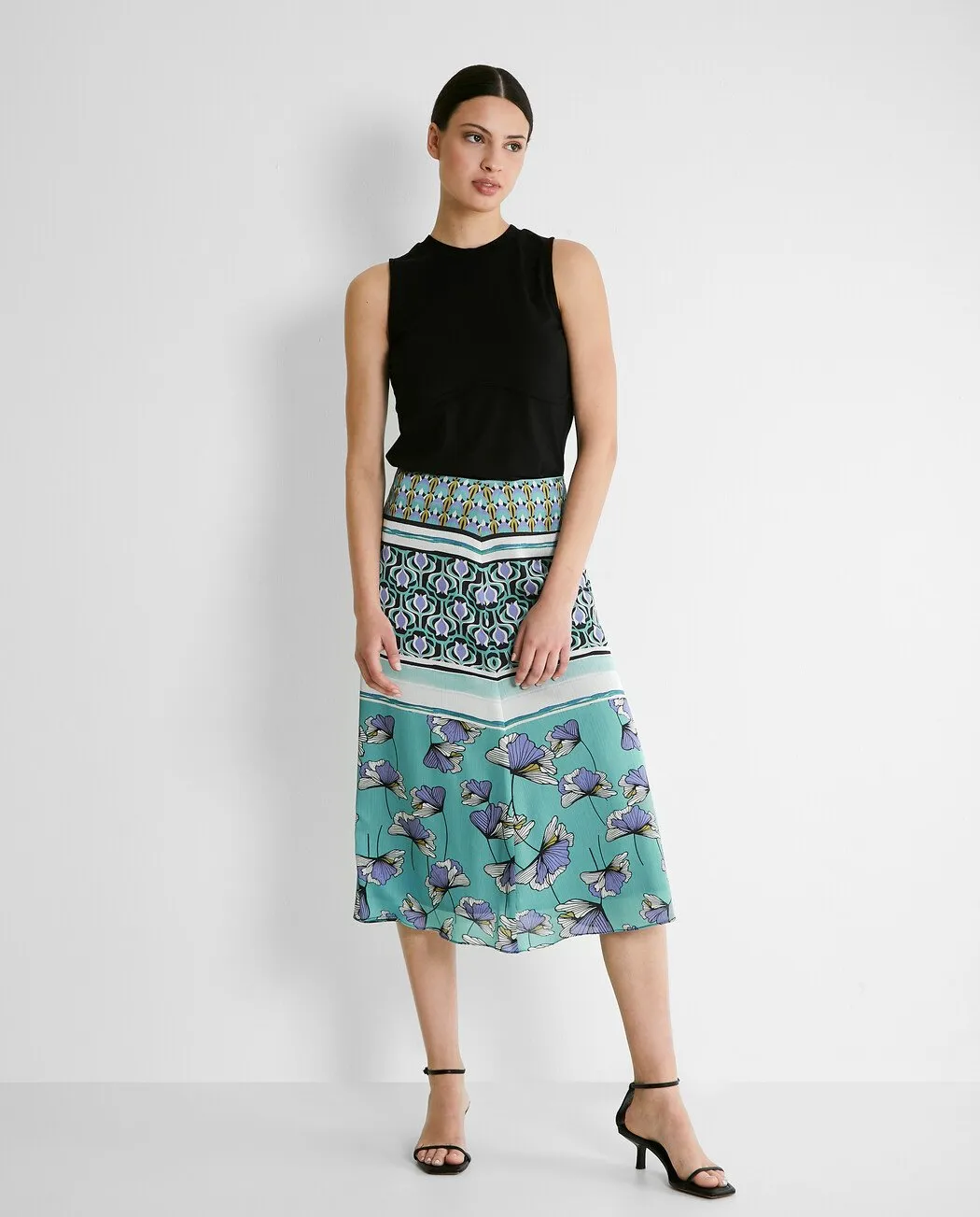 FALDA MIDI ESTAMPADA