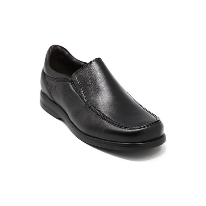 Fluchos 6275 negro - zapatos de piel con suela antideslizante, muy anchos, plantilla extraíble