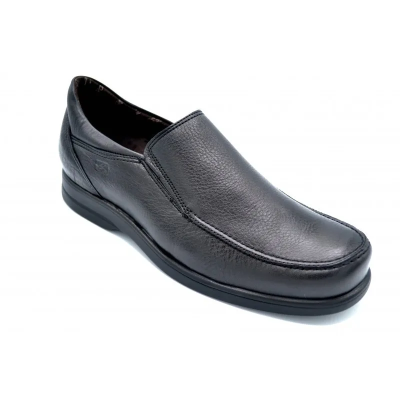 Fluchos 6275 negro - zapatos de piel con suela antideslizante, muy anchos, plantilla extraíble