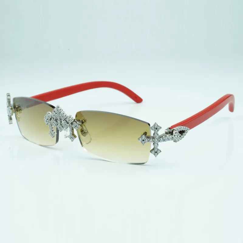 Gafas de sol Cross Diamond Cool 3524012 con patas de madera en rojo natural y lente tallada de 56 mm.