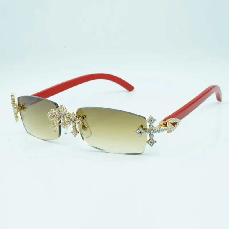 Gafas de sol Cross Diamond Cool 3524012 con patas de madera en rojo natural y lente tallada de 56 mm.