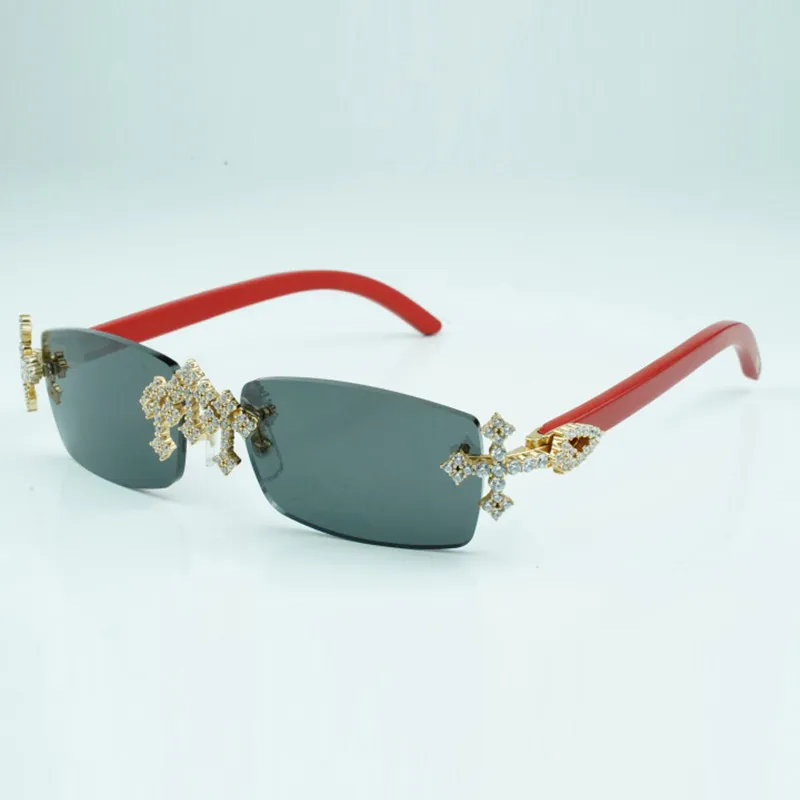 Gafas de sol Cross Diamond Cool 3524012 con patas de madera en rojo natural y lente tallada de 56 mm.