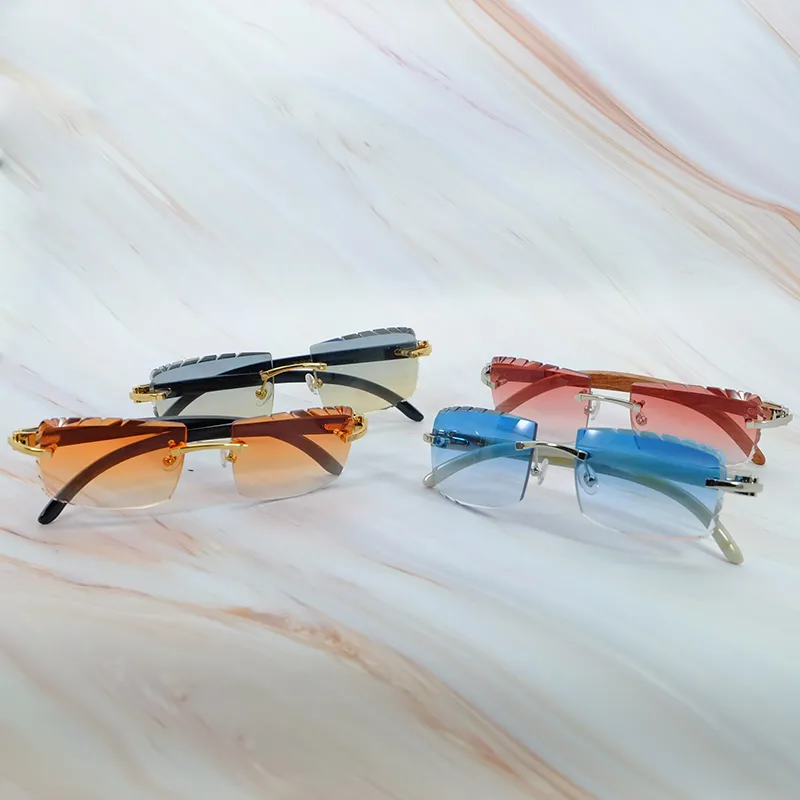 Gafas de sol genuinas de buffalo Horner Carter Diseñador de gafas de sol sin borde para hombres y mujeres NUEVOS EN DIAMOND CUT 