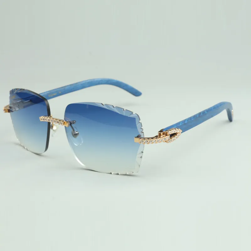 gafas de sol medium diamonds 3524014 con patas de madera natural azul y lente talla 56mm