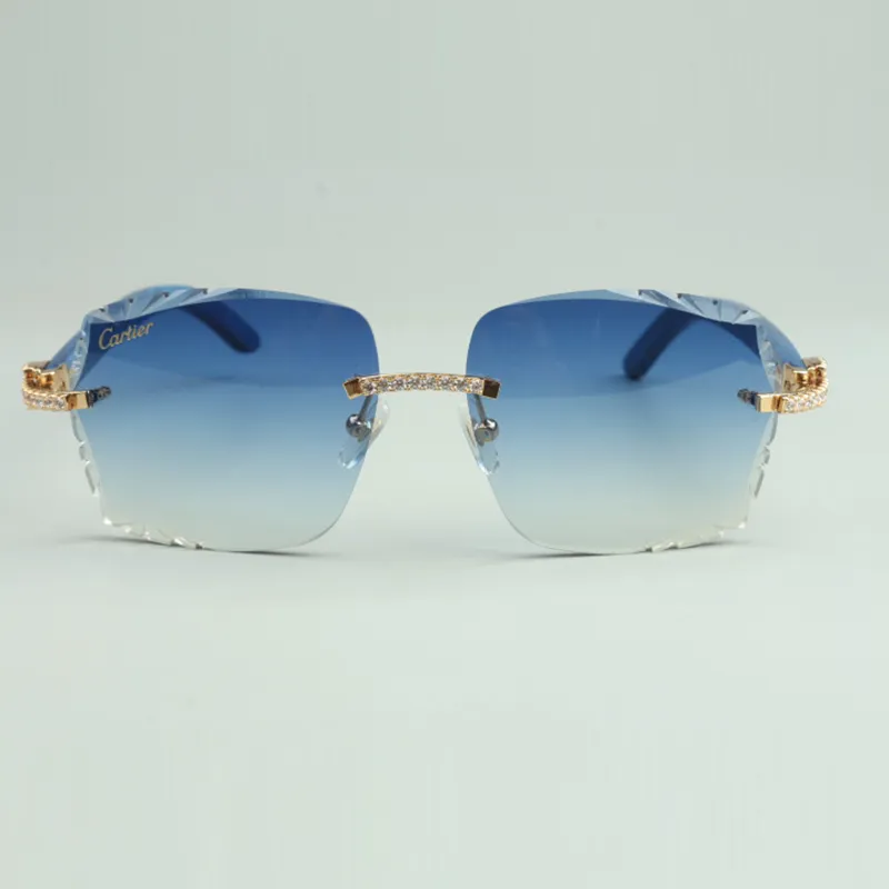 gafas de sol medium diamonds 3524014 con patas de madera natural azul y lente talla 56mm