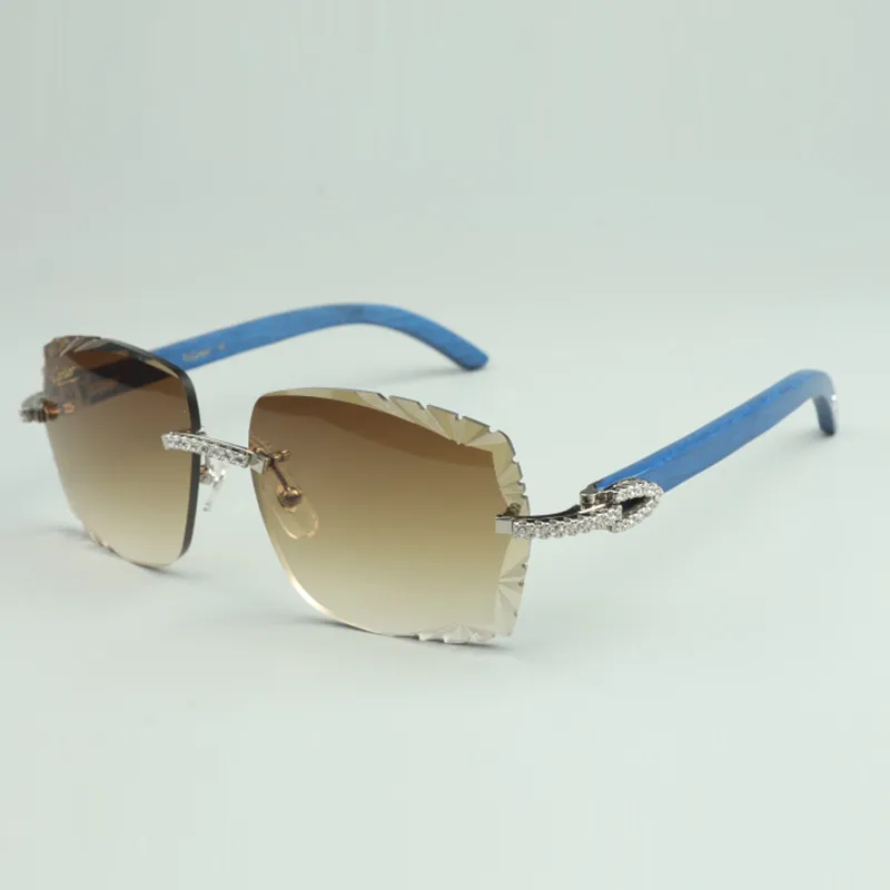 gafas de sol medium diamonds 3524014 con patas de madera natural azul y lente talla 56mm