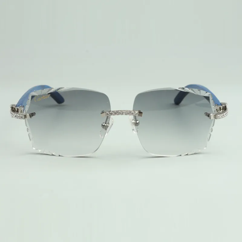 gafas de sol medium diamonds 3524014 con patas de madera natural azul y lente talla 56mm