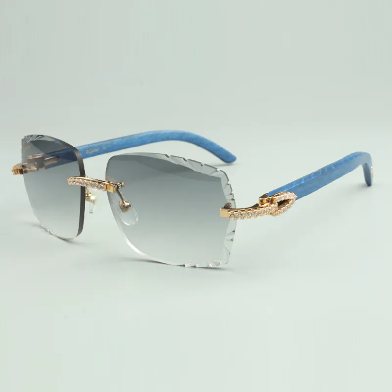 gafas de sol medium diamonds 3524014 con patas de madera natural azul y lente talla 56mm