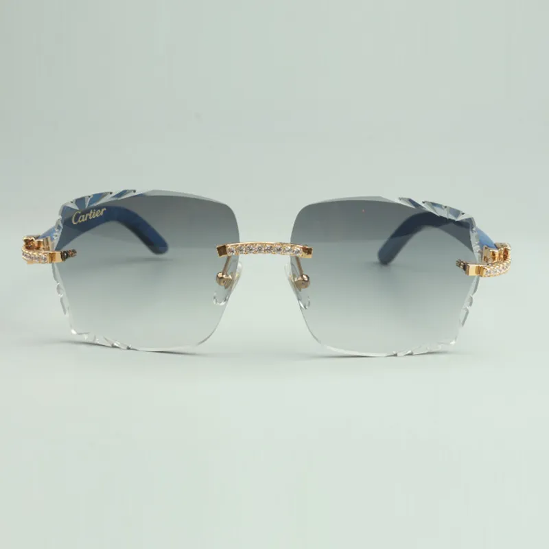 gafas de sol medium diamonds 3524014 con patas de madera natural azul y lente talla 56mm