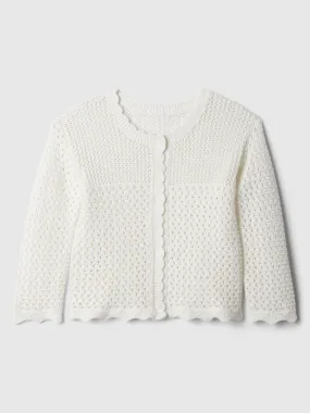 GAP Chaleco Cárdigan GAP Crochet Toddler Niña Blanco