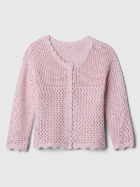 GAP Chaleco Cárdigan GAP Crochet Toddler Niña Rosado