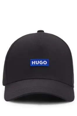 Gorra de sarga de algodón con parche de logo azul