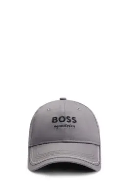 Gorra para equitación con logo bordado y correa de piel