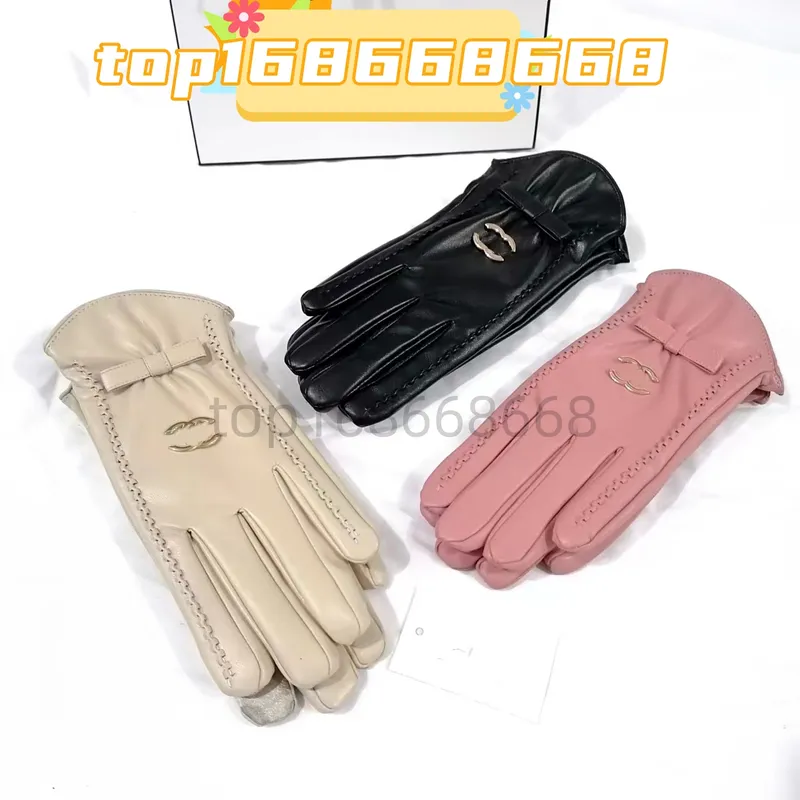 Guantes de cuero de invierno Pantalla de oveja táctil de lujo para ciclismo con guantes de piel de oveja con aislamiento cálido